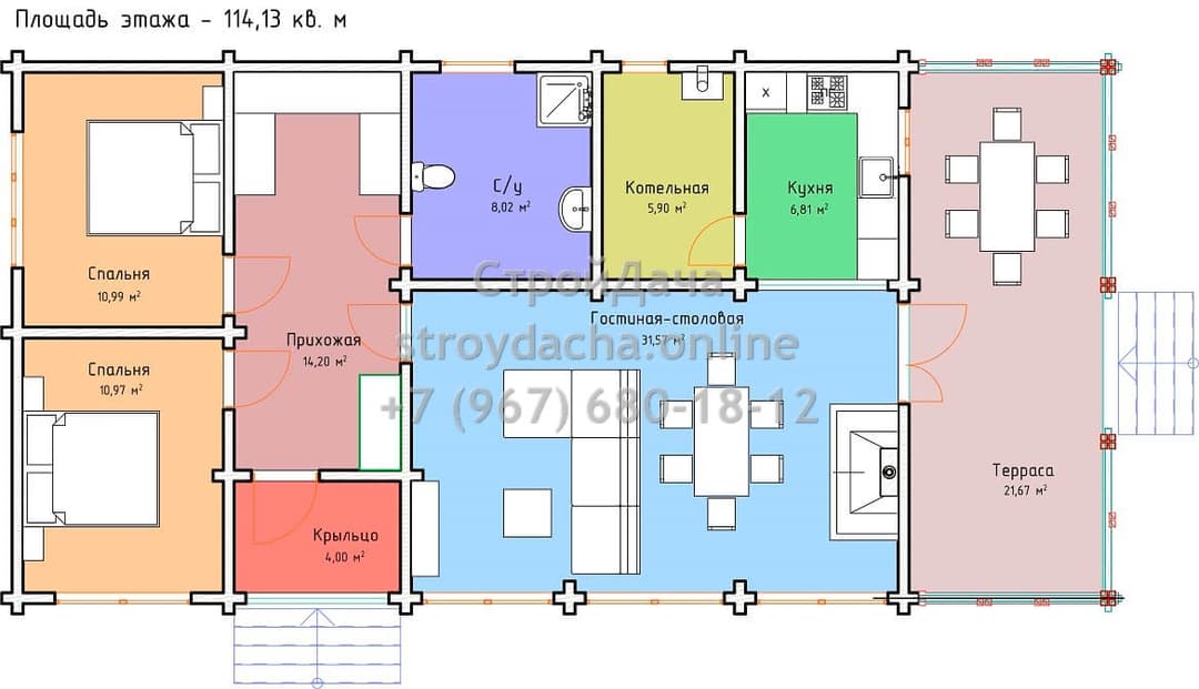 Проект дома из бруса ДБ-53 — планировка
