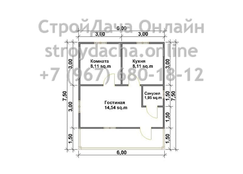Проект дома из бруса ДБ-62 — планировка