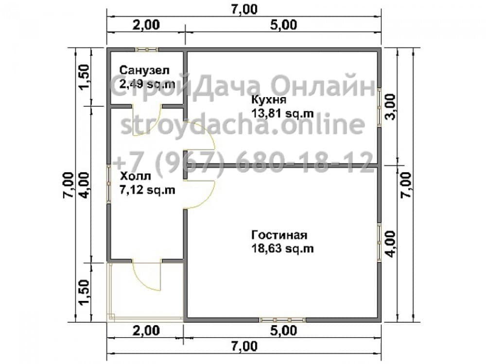 Проект дома из бруса ДБ-63 — планировка