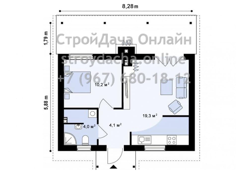 Проект дома из бруса ДБ-77 — планировка