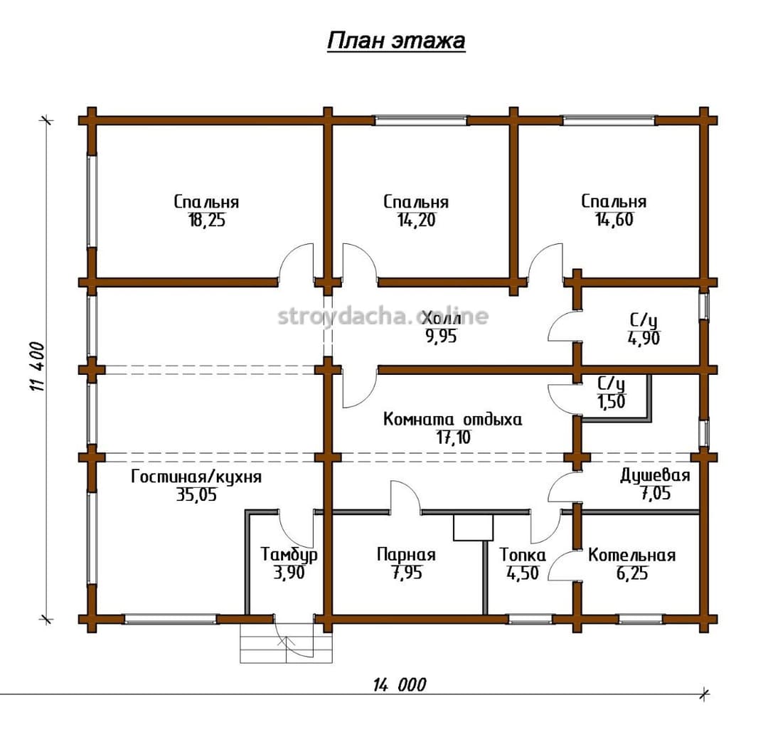 Проект дома из бруса ДБ-95 — планировка