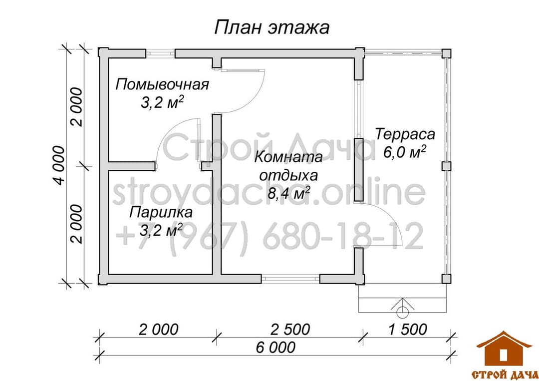 изображение плана этажа бани с террасой
