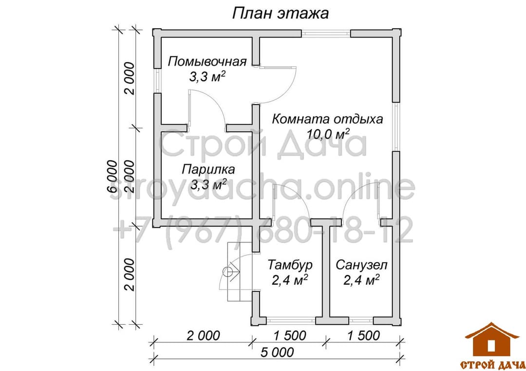 фото плана этажа бани из бруса с комнатой отдыха