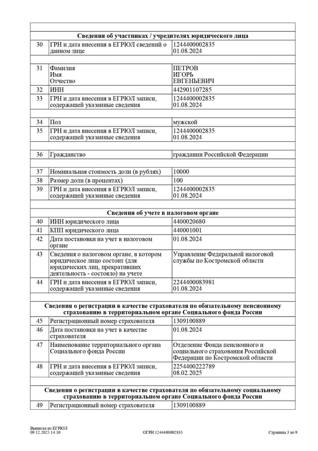 Выписка из единого государственного реестра юридических лиц - страница 3